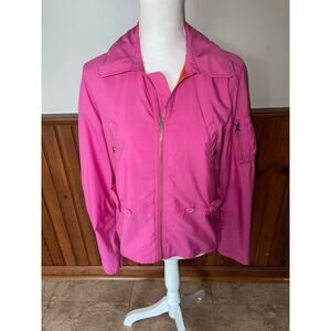 Womens Ralph Lauren Polo Jeans Co Pink Full Zip Lightweight Jacket Pockets Large